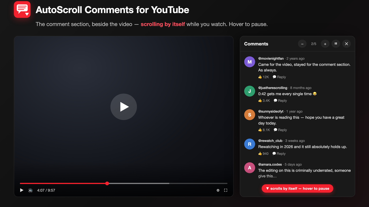 AutoScroll Comments for YouTube screenshot